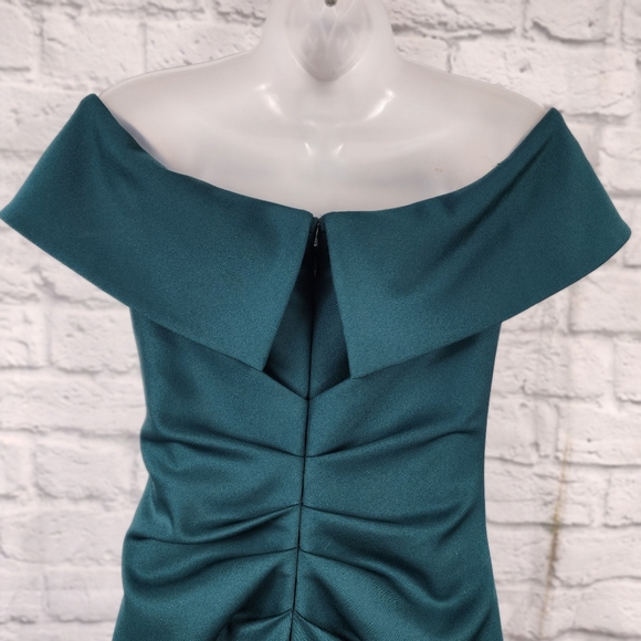 Xscape Evenings Long Scuba Off-The-Shoulder Dress - Picture 12 of 14